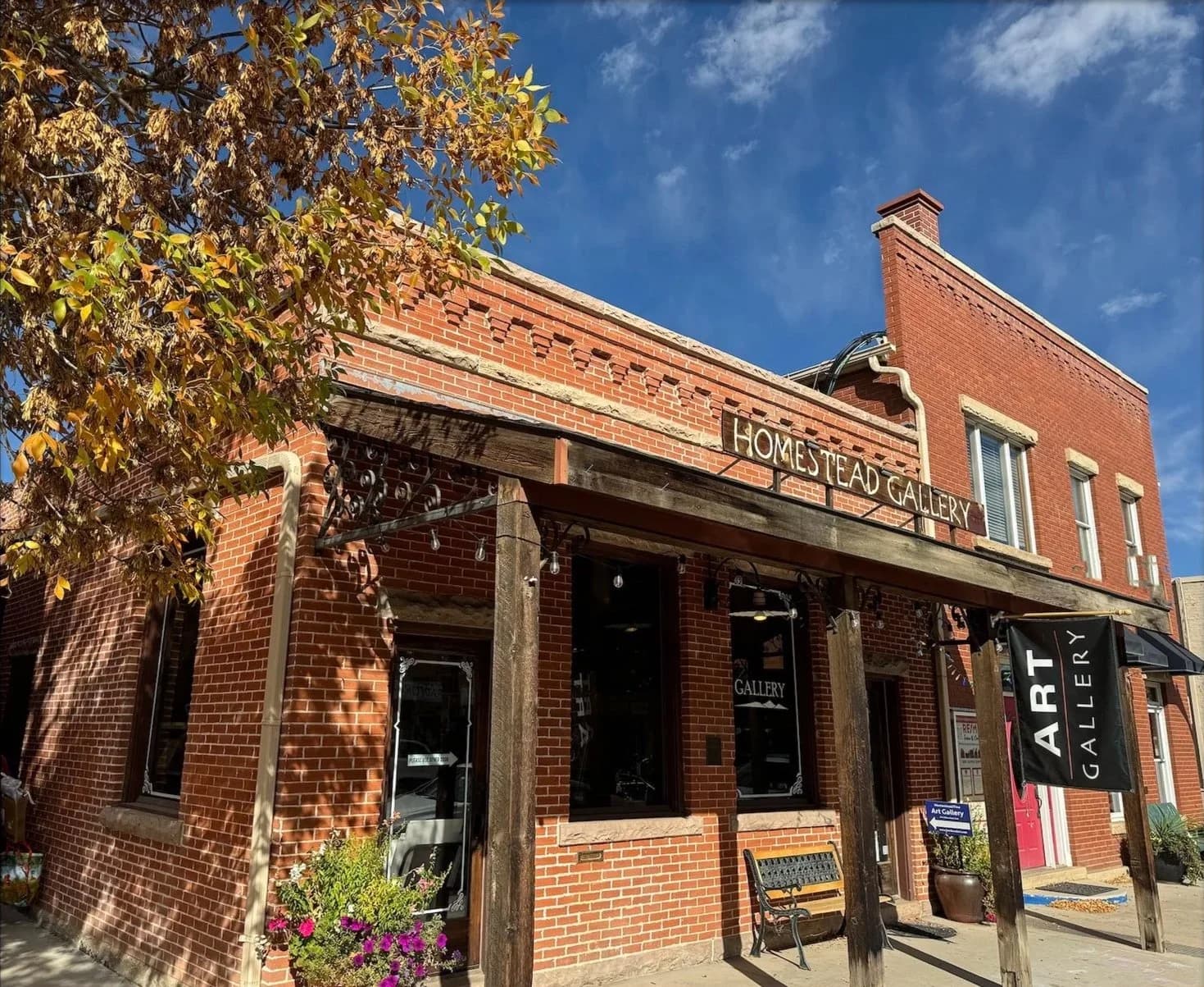Homestead Fine Art Gallery exterior in fall