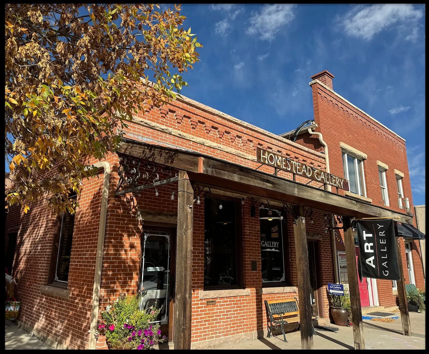 Homestead Fine Art Gallery exterior in fall
