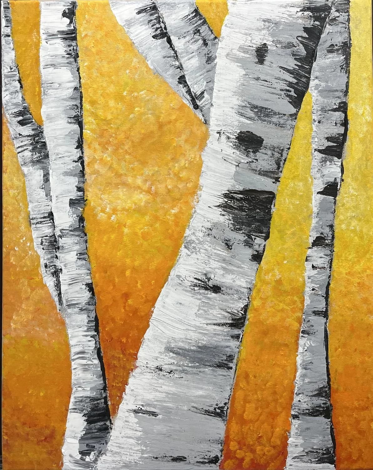 Fall Birch Tree acrylic painting by Heidi Robertson